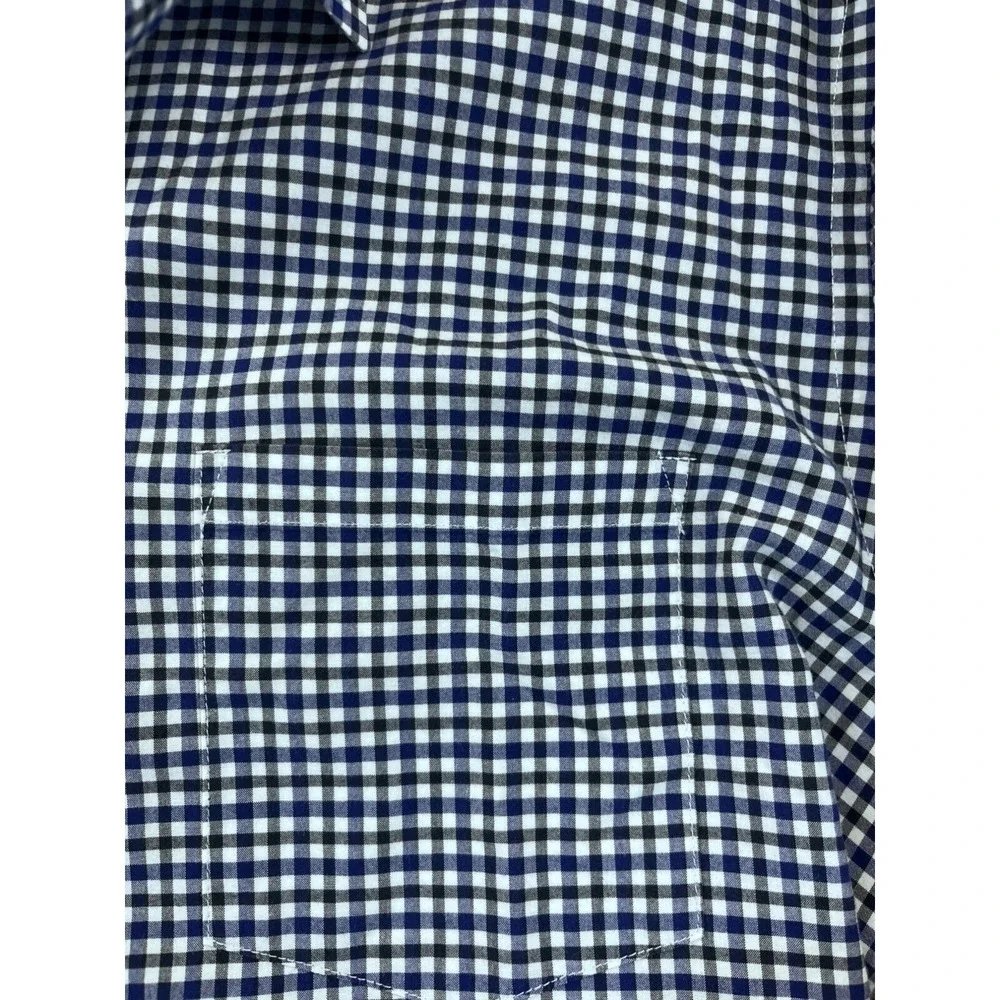 J.Crew Mens Blue & White‎ Gingham Long Sleeve Cotton Shirt Size L Blue White